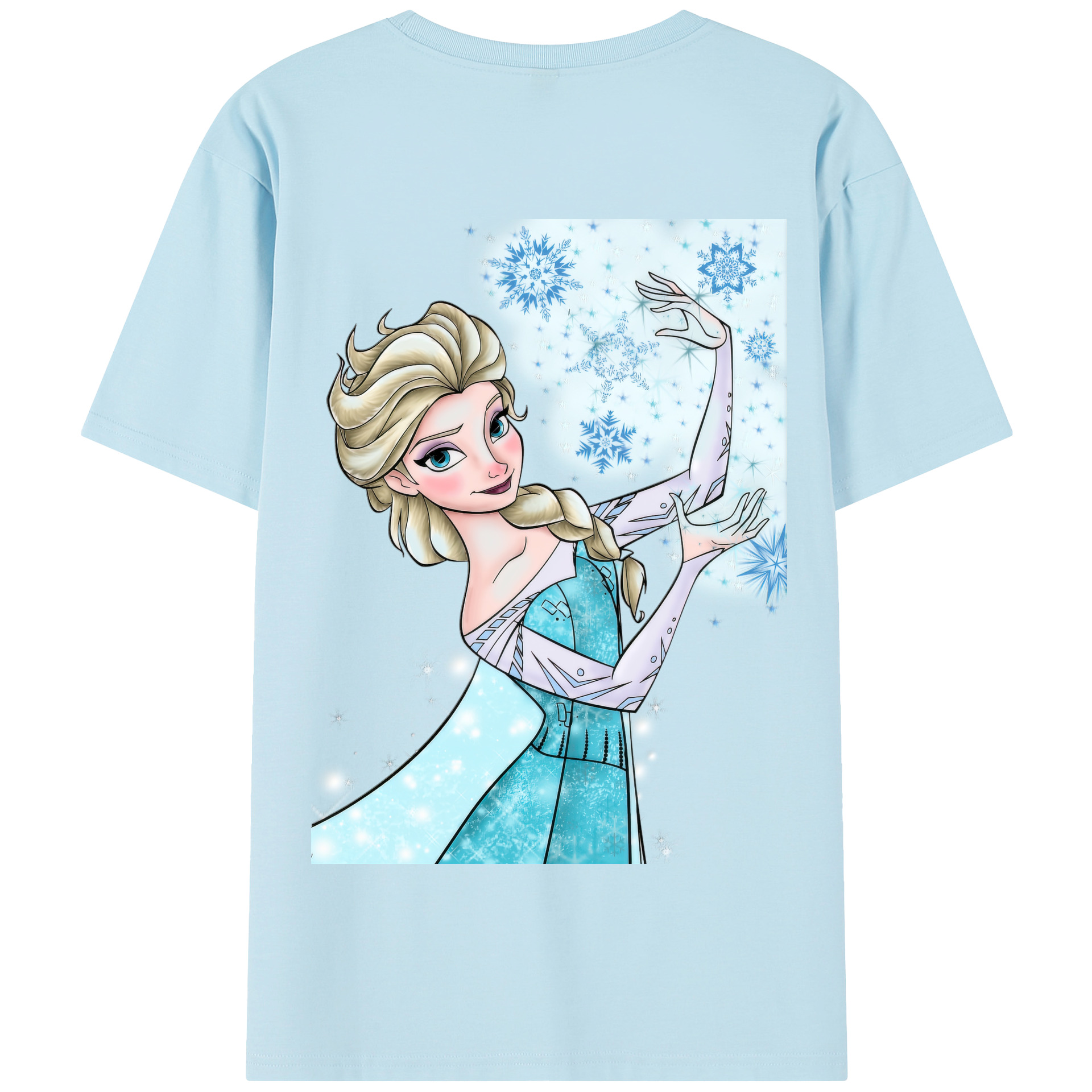 （画像用） アナと雪の女王 アンナ エルサ Frozen Anna Elsa 綿100％半袖Tシャツ（背面プリント）